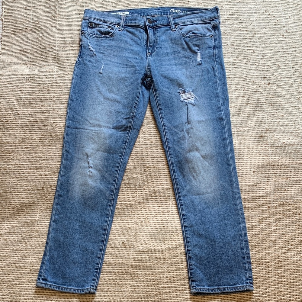 GAP Women's Distressed Blue Girlfriend Jeans